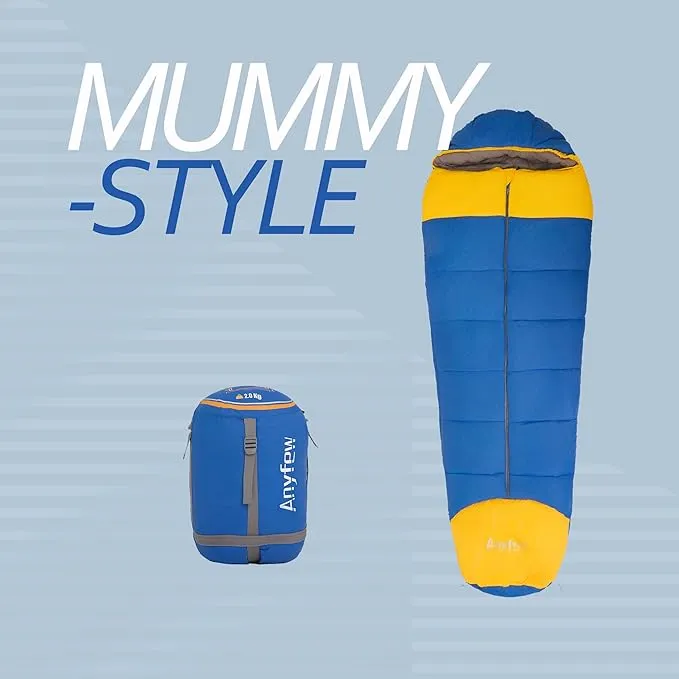 0 Degree Mummy Style Adult Sleeping Bag 100% Cotton Flannel,Big and Tall Cold Weather Winter Zero Degree Camping, Free Compression Sack.