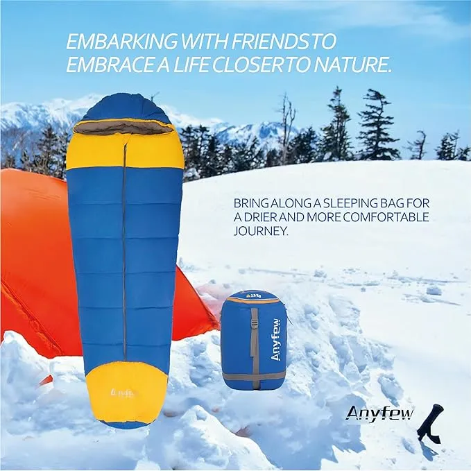 0 Degree Mummy Style Adult Sleeping Bag 100% Cotton Flannel,Big and Tall Cold Weather Winter Zero Degree Camping, Free Compression Sack.