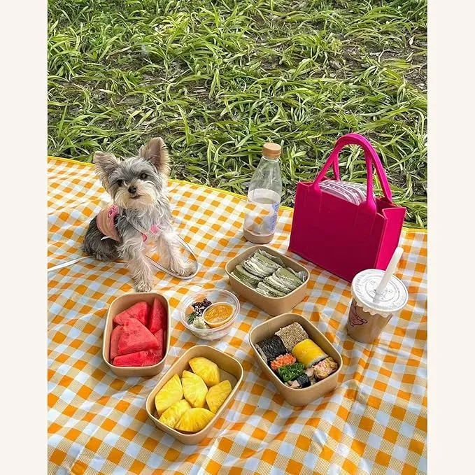 1 Foldable Picnic Blanket Large Size 80 ""x 80"" Family Outdoor Camping Dinner for 8 People can sit 40 ""x 60"" Couples Exclusive mat, (40""×60 ""), Yellow