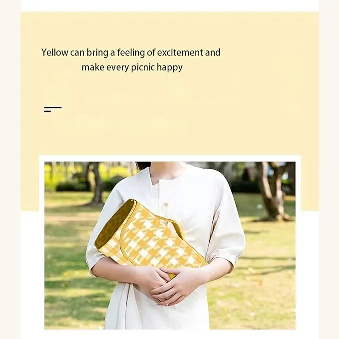 1 Foldable Picnic Blanket Large Size 80 ""x 80"" Family Outdoor Camping Dinner for 8 People can sit 40 ""x 60"" Couples Exclusive mat, (40""×60 ""), Yellow