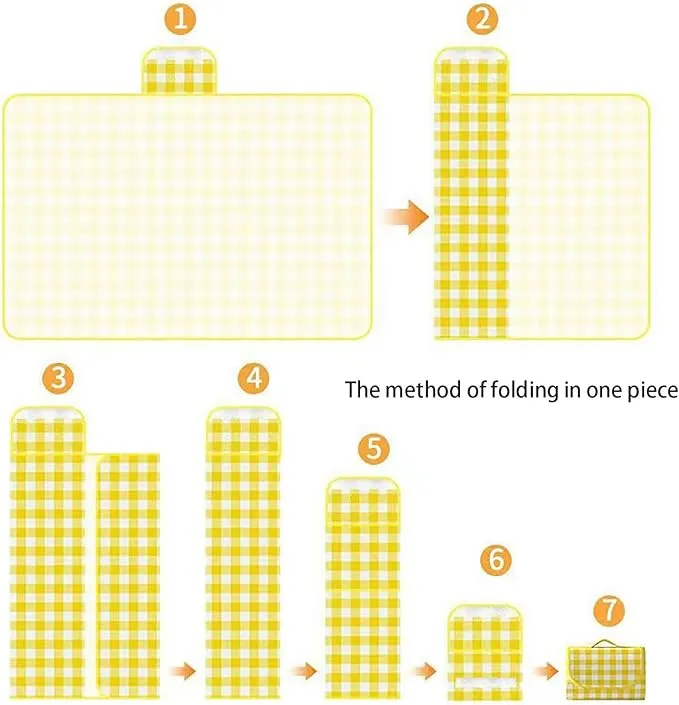 1 Foldable Picnic Blanket Large Size 80 ""x 80"" Family Outdoor Camping Dinner for 8 People can sit 40 ""x 60"" Couples Exclusive mat, (40""×60 ""), Yellow