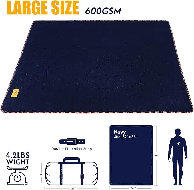 100% Wool Blanket, 62" x 86", Warm, Thick, Washable, Military Wool Blanket, Great for Camping, Outdoors, Sporting Events, Survival Kits