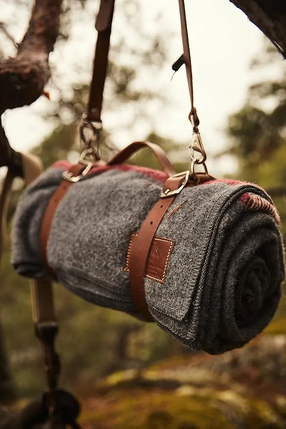 1844 Helko Werk Germany Waxed Canvas Bedroll & Swiss Army Blanket Bundle - Camping Bedroll with Leather Straps and Zipper - Waterproof Portable Bed (Blanket   Bedroll Forest Green) #F8761FGB