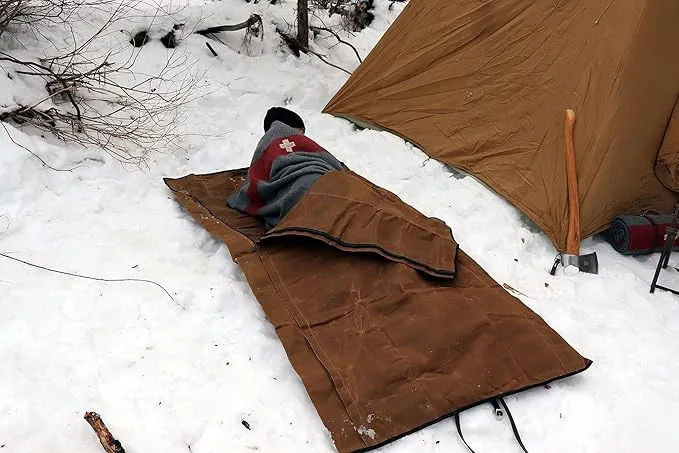 1844 Helko Werk Germany Waxed Canvas Bedroll & Swiss Army Blanket Bundle - Camping Bedroll with Leather Straps and Zipper - Waterproof Portable Bed (Blanket   Bedroll Forest Green) #F8761FGB