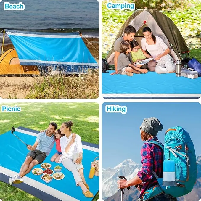 2 Pack sandproof Beach Blanket, 79"x83" Sandproof Large Beach Blanket Water Resistant Mat for Family (2-4) Lightweight Picnic Blanket, Portable Outdoor Camping Blankets