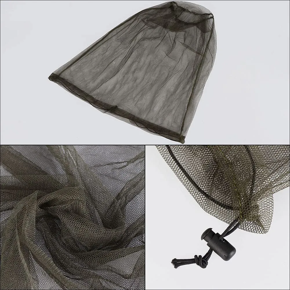 2 Pcs Midge Head Net with Storage Bag Face Net Mesh Nylon Mosquito Head Net for Outdoor Hiking Camping Climbing Fishing and Walking