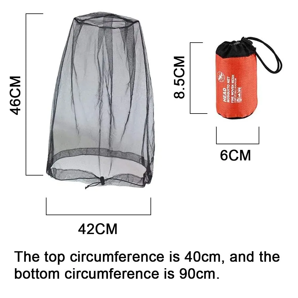 2 Pcs Midge Head Net with Storage Bag Face Net Mesh Nylon Mosquito Head Net for Outdoor Hiking Camping Climbing Fishing and Walking