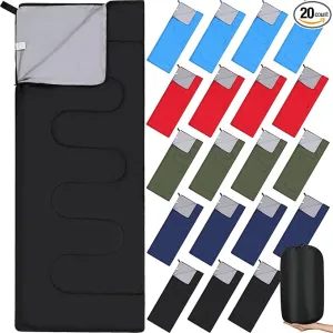 20 Pcs Camping Sleeping Bag Envelope Sleeping Bags Bulk 4 Season Cold Weather Sleeping Bag Waterproof Lightweight Compact Sleeping Bag for Backpacking Camping Hiking Travel Outdoor