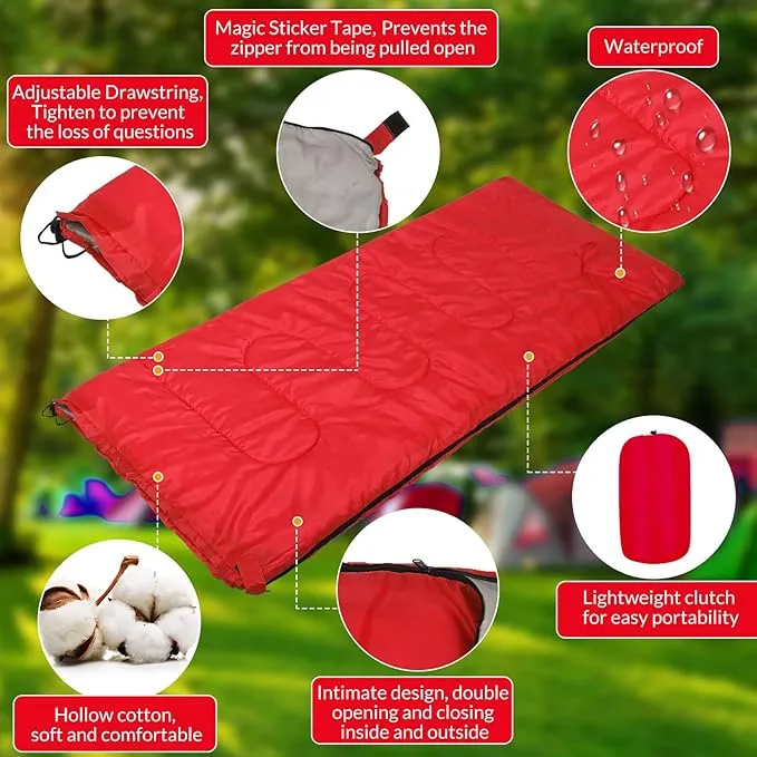 20 Pcs Camping Sleeping Bag Envelope Sleeping Bags Bulk 4 Season Cold Weather Sleeping Bag Waterproof Lightweight Compact Sleeping Bag for Backpacking Camping Hiking Travel Outdoor