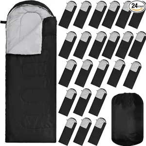 24 Pcs Sleeping Bags for Adults Bulk Lightweight Waterproof Backpacking Camping Sleeping Bag with Compression Sack, Portable Compact for Hunting Hiking Outdoor Camping Essential