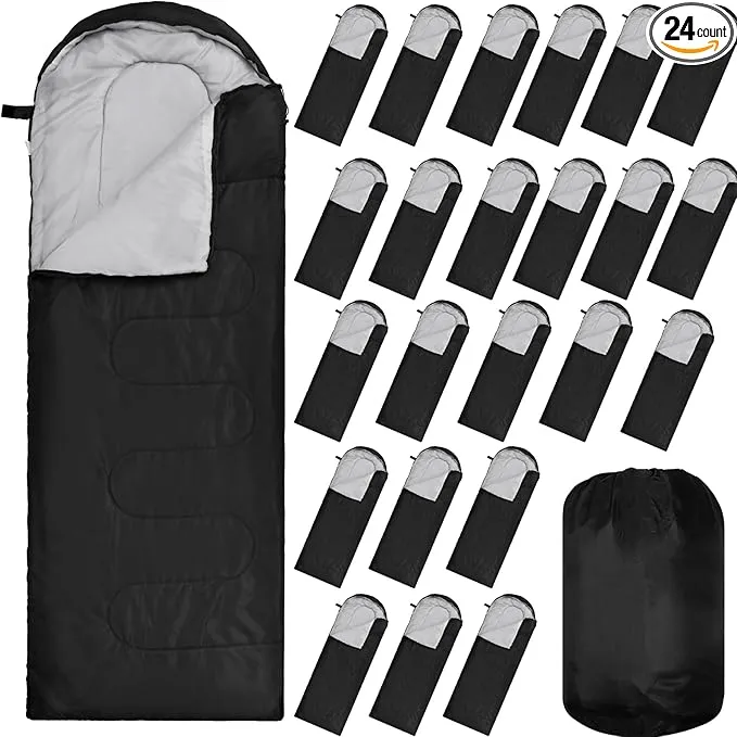 24 Pcs Sleeping Bags for Adults Bulk Lightweight Waterproof Backpacking Camping Sleeping Bag with Compression Sack, Portable Compact for Hunting Hiking Outdoor Camping Essential