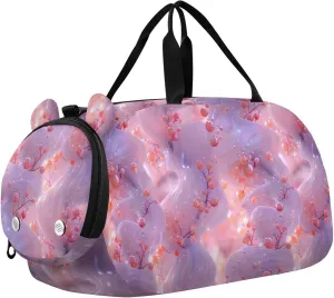 3d Art Peach Violet Boy's Gym Duffel Bag with Shoes Compartment Large Capacity Weekend Travel Bag for Beach Swim Pool Sports bolsa para hombre