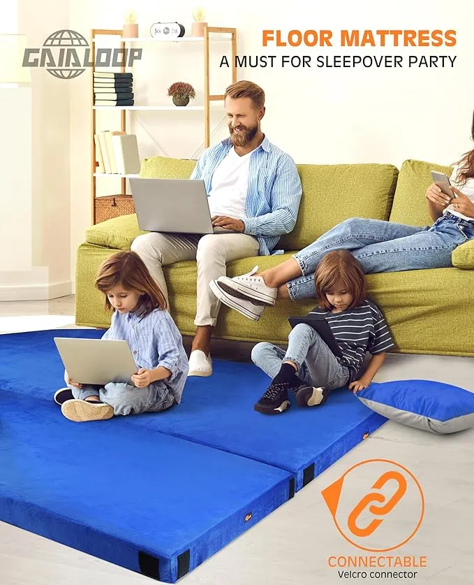 4 INCH Thick Memory Foam Camping Pad Futon Mattress, Portable Floor Sleeping Mat Sleepover Guest Bed Roll Up Mattress for Outdoor Extra Supportive for Side Sleepers