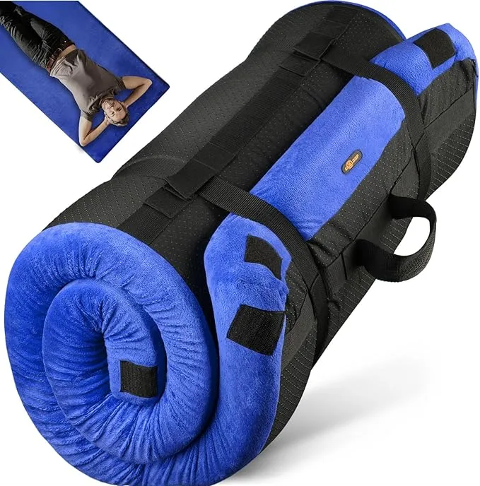 4 INCH Thick Memory Foam Camping Pad Futon Mattress, Portable Floor Sleeping Mat Sleepover Guest Bed Roll Up Mattress for Outdoor Extra Supportive for Side Sleepers