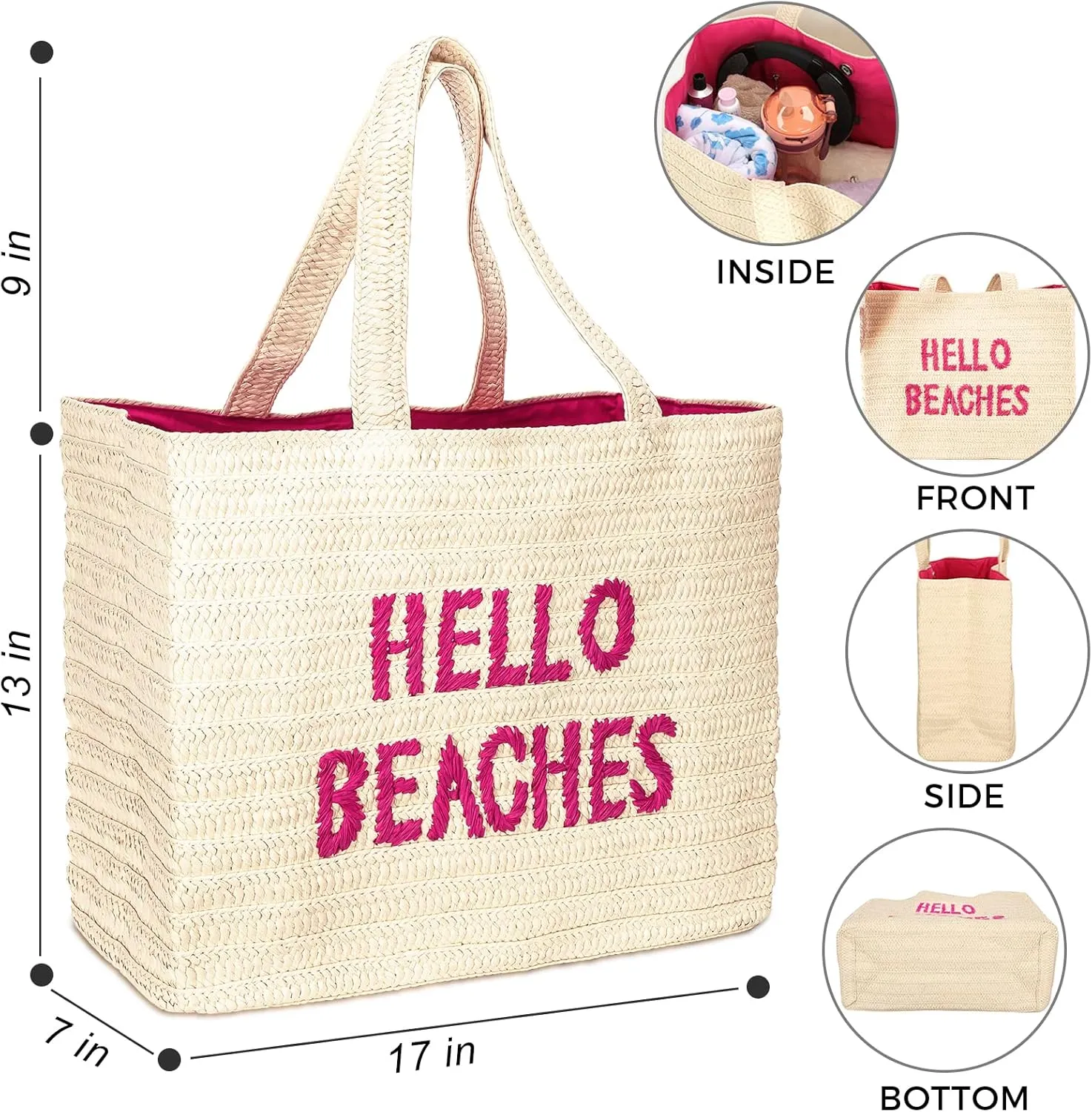 A Packable Beach Bag | The Straw Beach Tote Bag of 2025 | Beach Bags for Women Vacation | Large Beach Bag