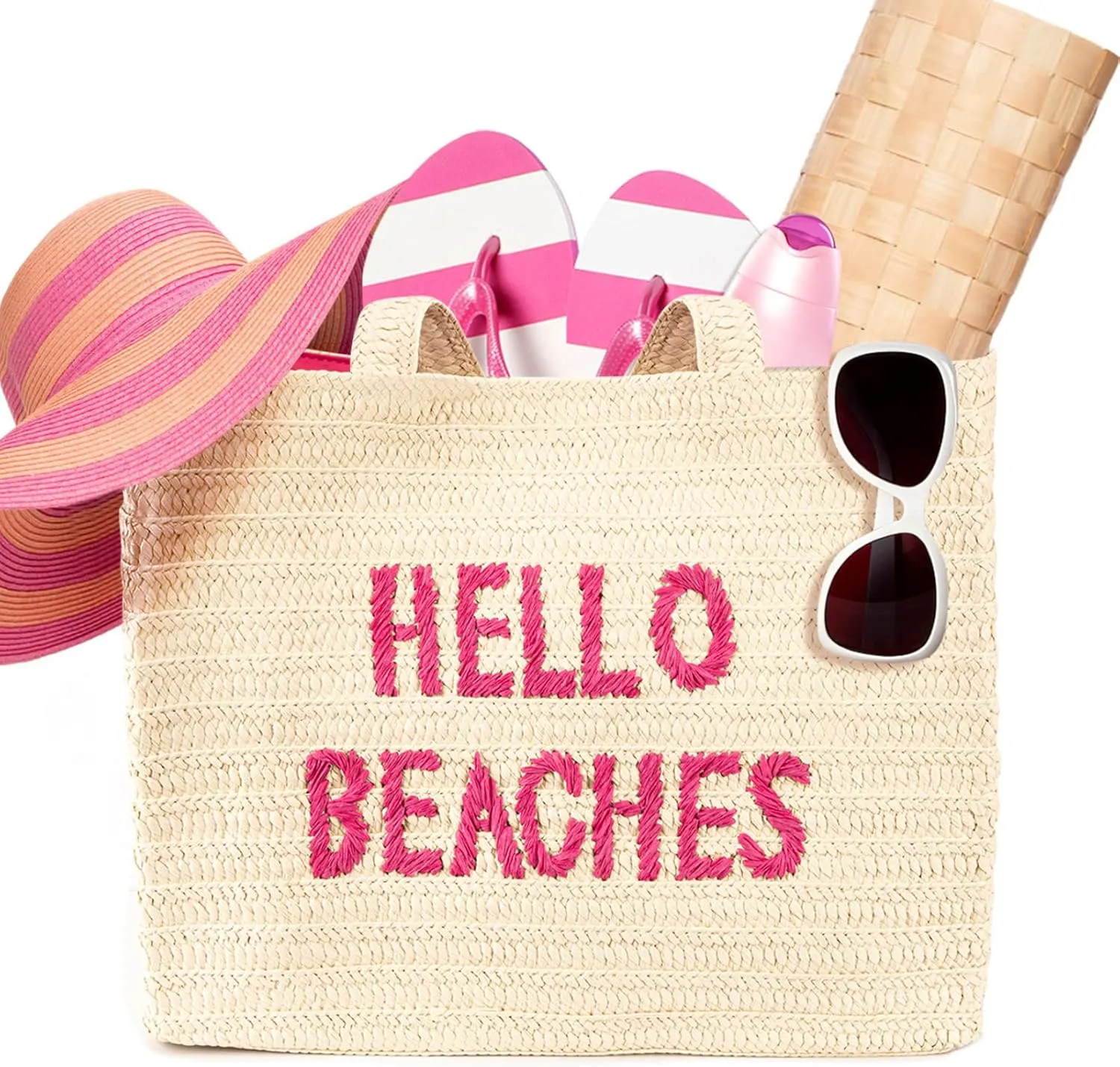 A Packable Beach Bag | The Straw Beach Tote Bag of 2025 | Beach Bags for Women Vacation | Large Beach Bag