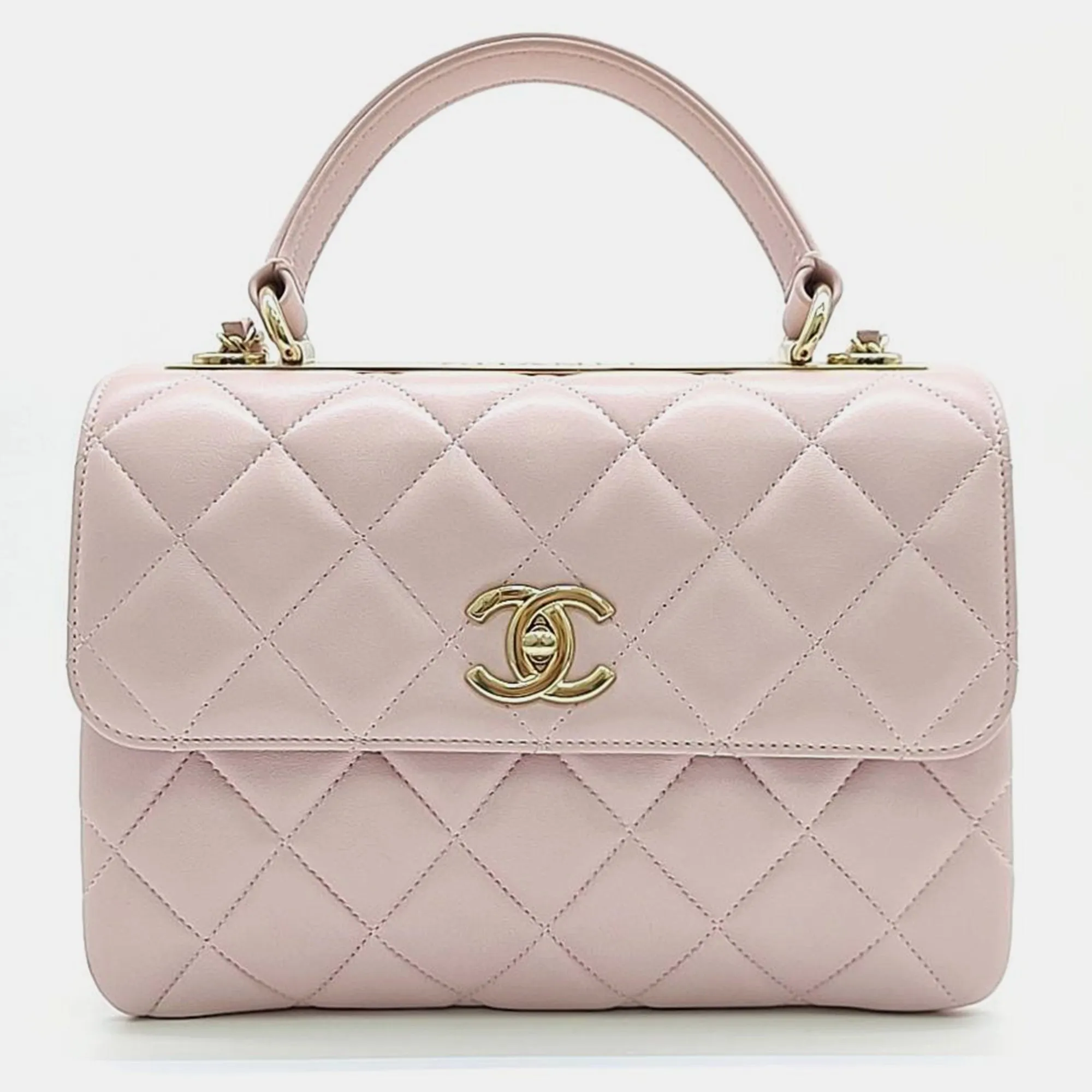 Baby Pink Leather Small Trendy CC Flap Bag