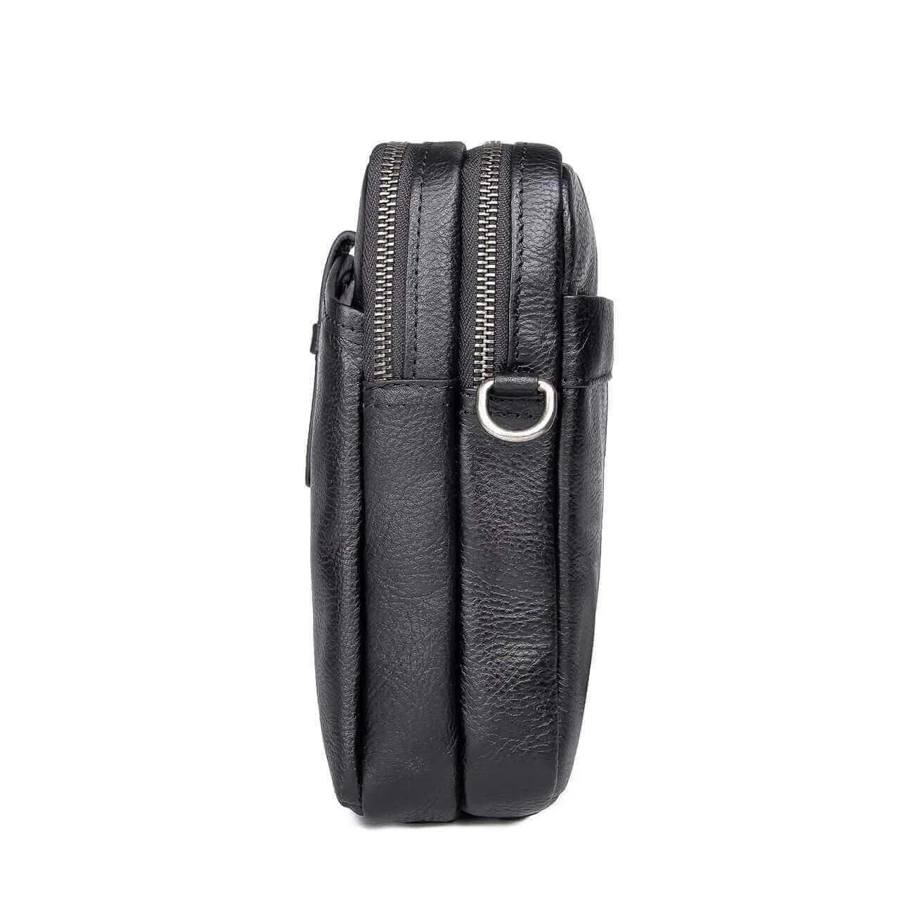 Black Leather Men's Small Crossbody Bag