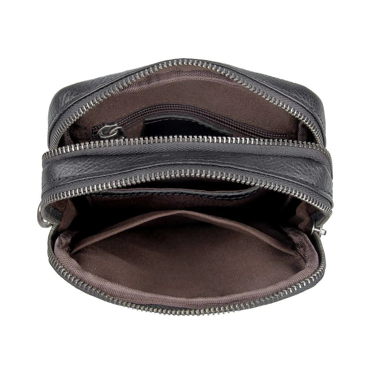 Black Leather Men's Small Crossbody Bag