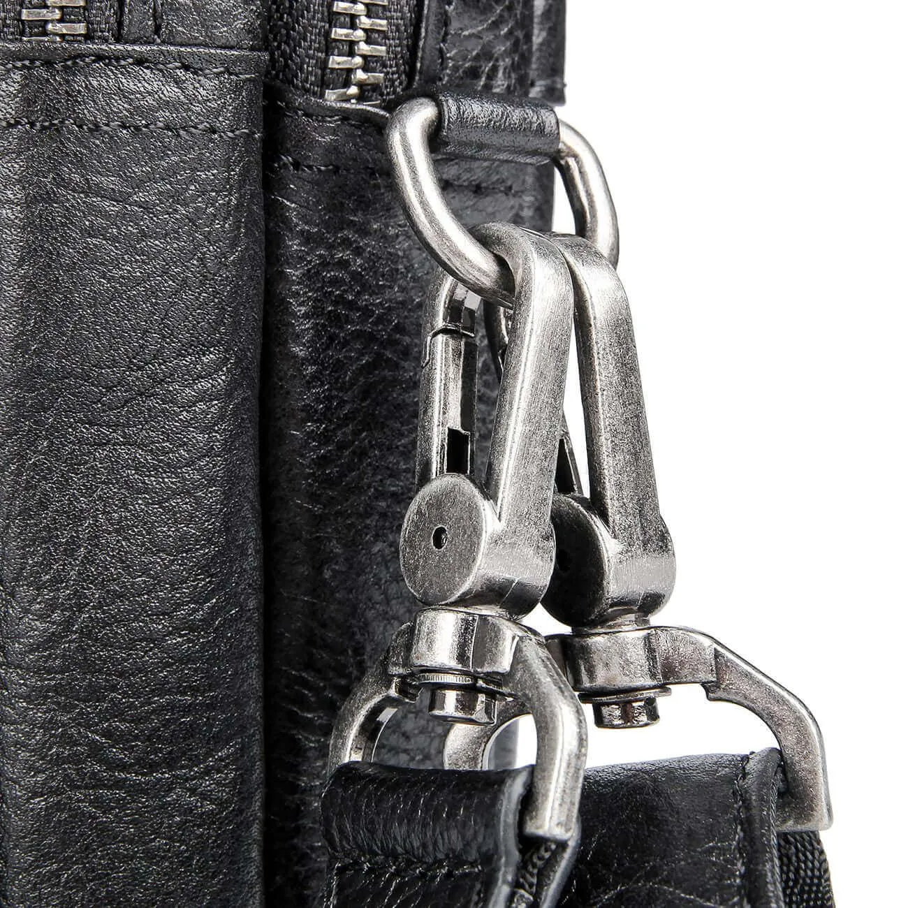Black Leather Men's Small Crossbody Bag