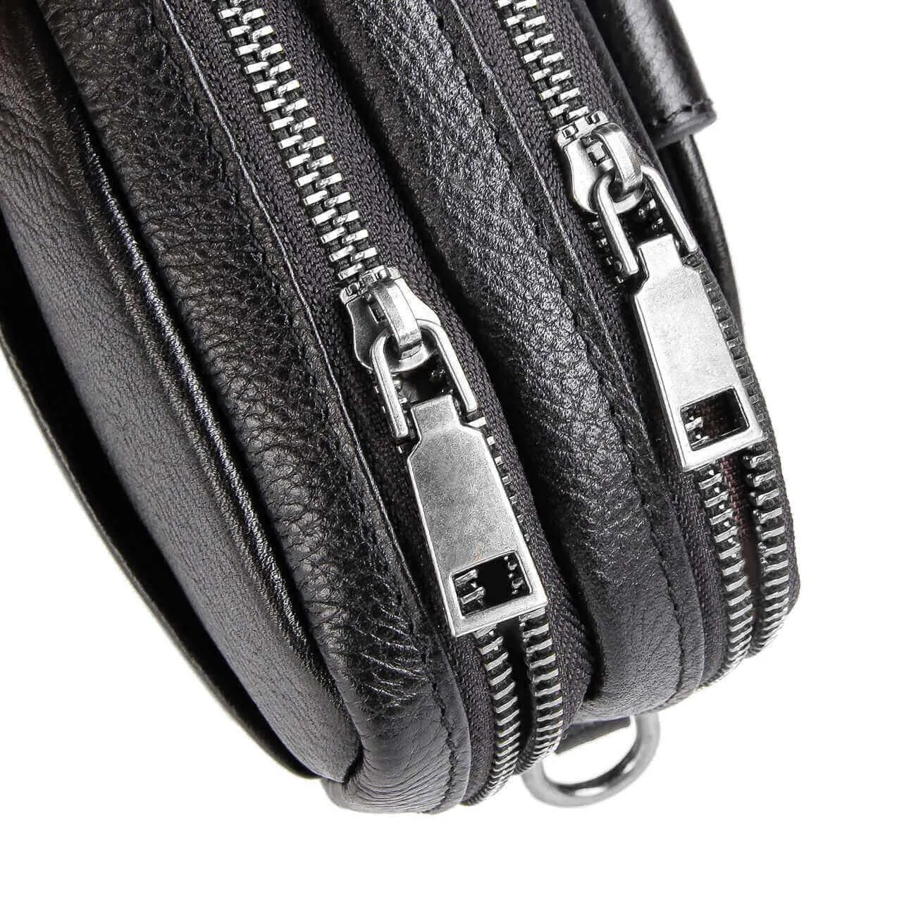 Black Leather Men's Small Crossbody Bag