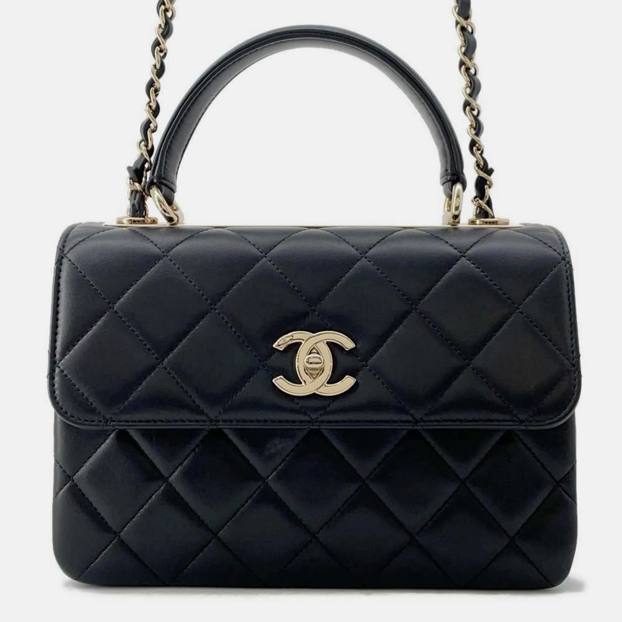 Black Quilted Lambskin Trendy CC Shoulder Bag