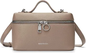 BOSTANTEN Vegan Leather Satchel Bag Quilted Crossbody Purses for Women Small Tote Shoulder Handbags with Detachable Strap