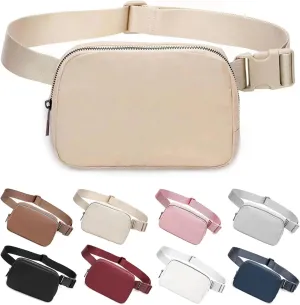 BOWNDY Waist Pack for Running Fanny Pack for Women Men,Crossbody Lulu Waist Pack Lemen Bag with Adjustable Strap, Everywhere Belt Bag for Travel Outdoors Running Hiking(Khaki)