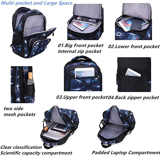 Boys BackPack for Year-5  || Primary - High School || 3-Pieces Stylish Starry Night Bag