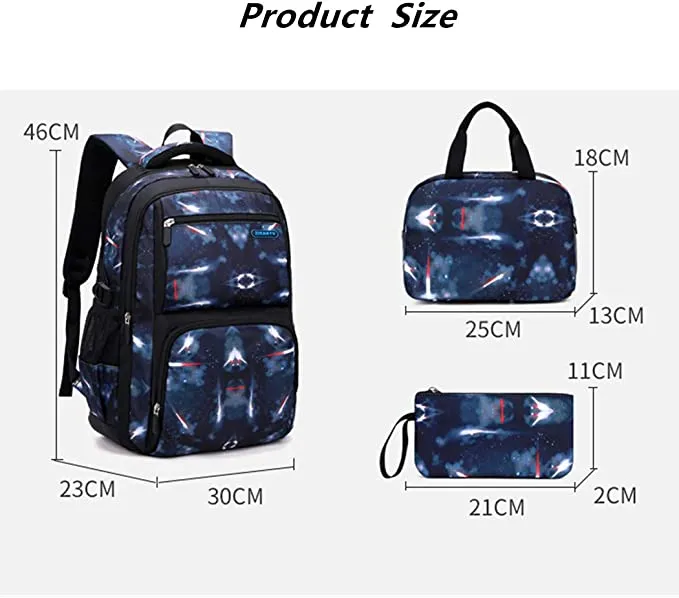 Boys BackPack for Year-5  || Primary - High School || 3-Pieces Stylish Starry Night Bag