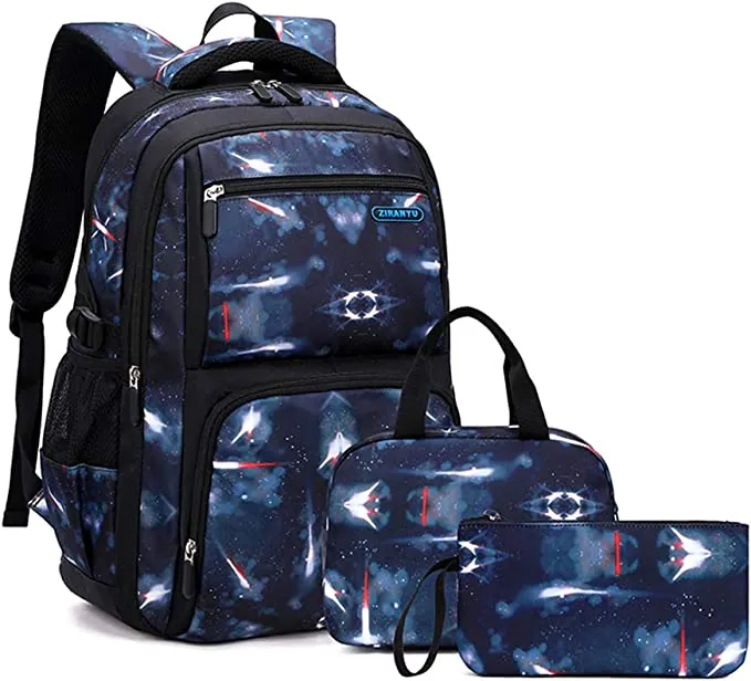 Boys BackPack for Year-5  || Primary - High School || 3-Pieces Stylish Starry Night Bag