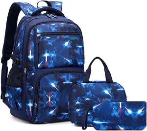 Boys BackPack for Year-5  || Primary - High School || 3-Pieces Stylish Starry Night Bag