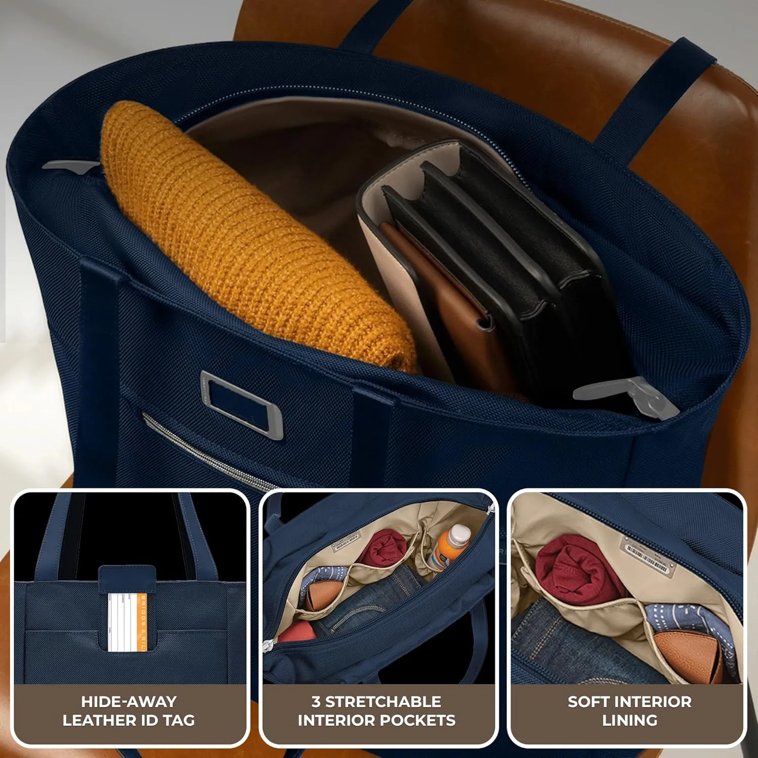 Briggs & Riley Traveler Tote Bag - Nylon Tote Bag for Weekend Travel & Work, Smooth Zipper Closure - Baseline Collection