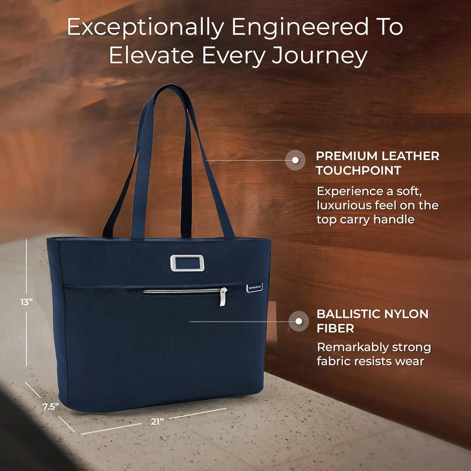 Briggs & Riley Traveler Tote Bag - Nylon Tote Bag for Weekend Travel & Work, Smooth Zipper Closure - Baseline Collection