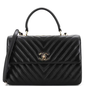 CHANEL Trendy CC Top Handle Bag Chevron Lambskin Medium