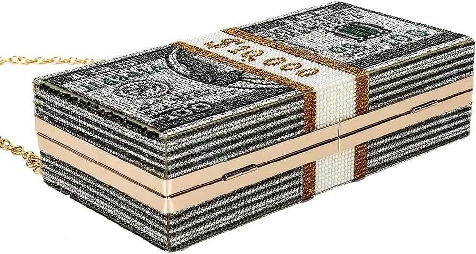Classic Dollar Style Evening Bags With Diamond Shoulder Bag Wallet Clutch