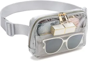 Clear Fanny Pack Belt Bag Stadium Approved for Women Men with Adjustable Strap Water-resistant Waist bag Clear Purse for Travel Workout Running Hiking(Gray
