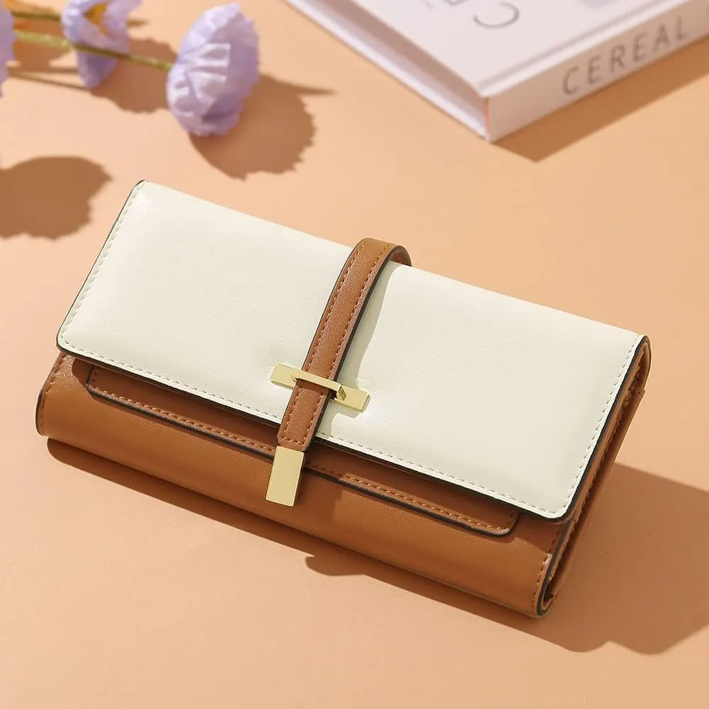 CLUCI Leather Wallet for Women Slim Designer Trifold Ladies Credit Card Holder
