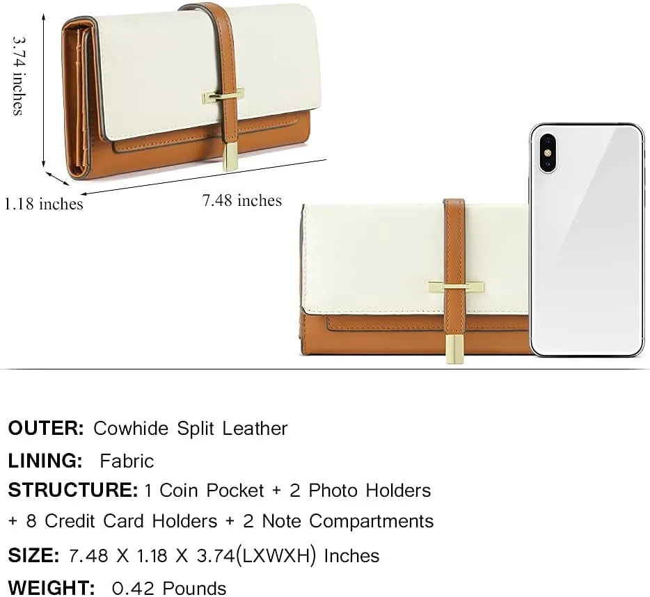 CLUCI Leather Wallet for Women Slim Designer Trifold Ladies Credit Card Holder