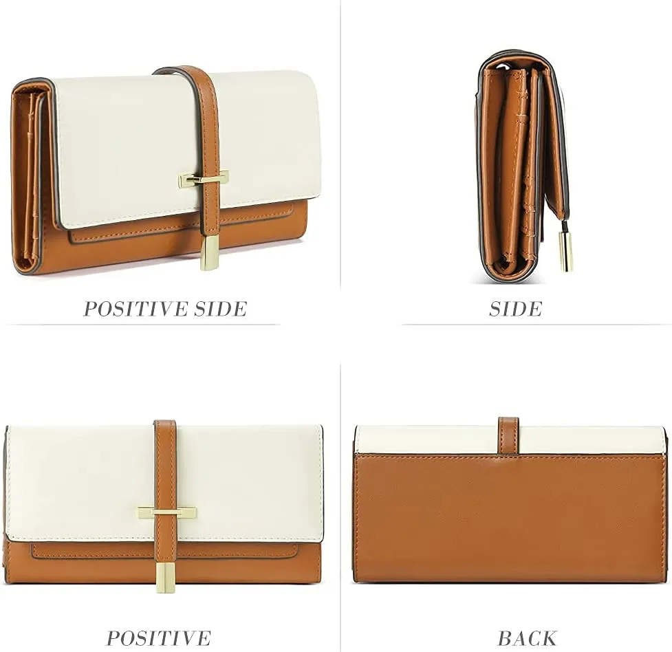 CLUCI Leather Wallet for Women Slim Designer Trifold Ladies Credit Card Holder