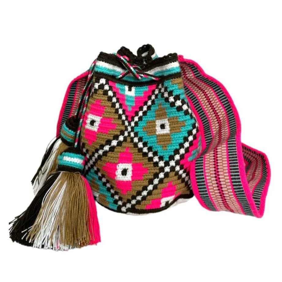 Cotton Candy Skies Medium Crochet Bags | Colorful Boho Purse - M