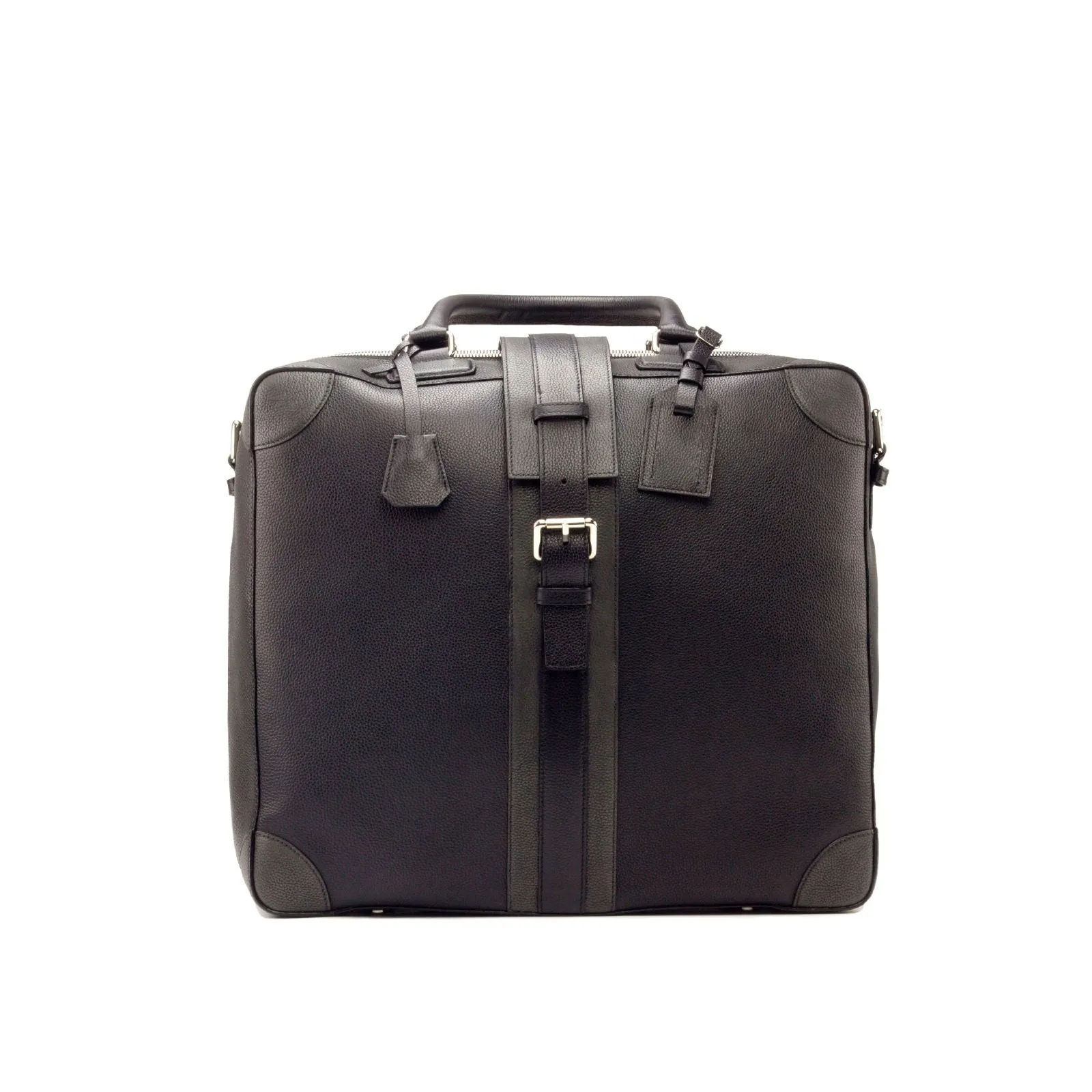 Custom Travel Tote Bag Leather Grey Black 2944
