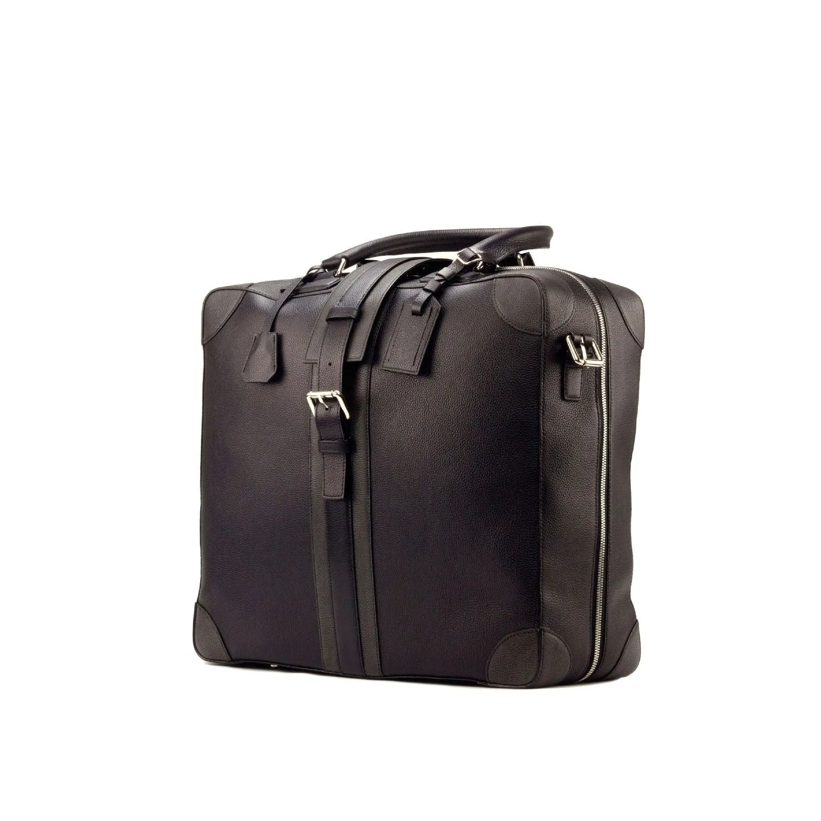 Custom Travel Tote Bag Leather Grey Black 2944
