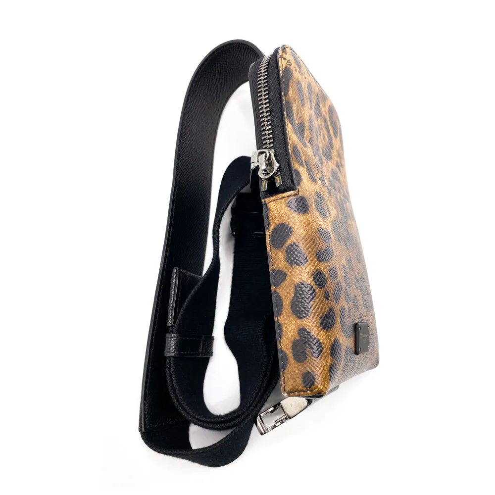 Dolce & Gabbana Leopard Print Dauphine Calfskin Smartphone Holder Crossbody Bag