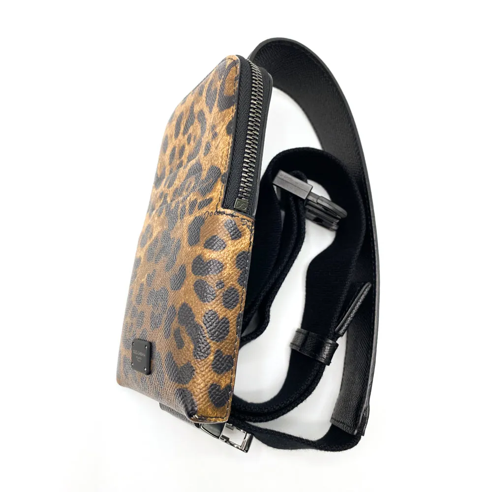 Dolce & Gabbana Leopard Print Dauphine Calfskin Smartphone Holder Crossbody Bag