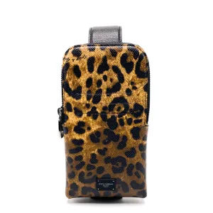 Dolce & Gabbana Leopard Print Dauphine Calfskin Smartphone Holder Crossbody Bag