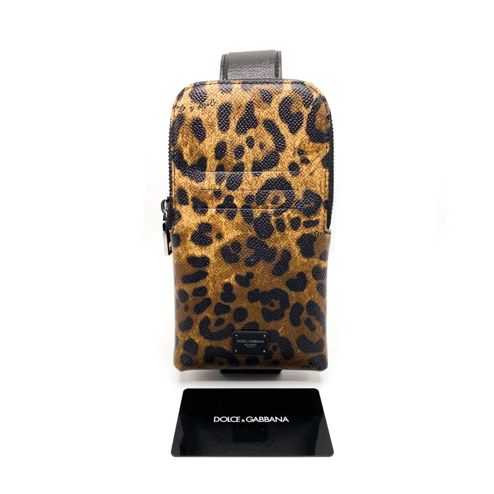 Dolce & Gabbana Leopard Print Dauphine Calfskin Smartphone Holder Crossbody Bag