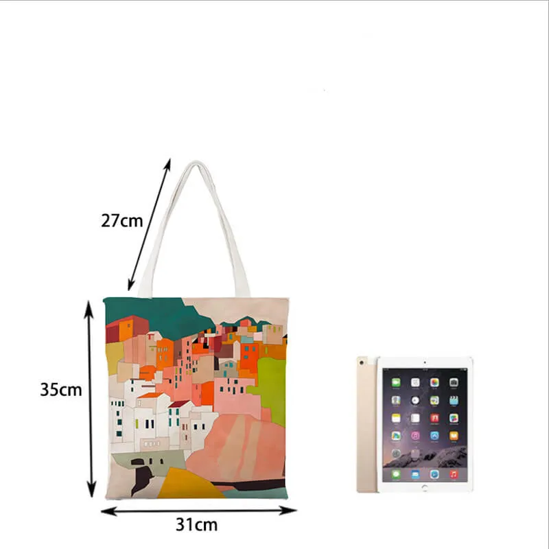 Eco Canvas Mountain Printed Shoulder Handbag