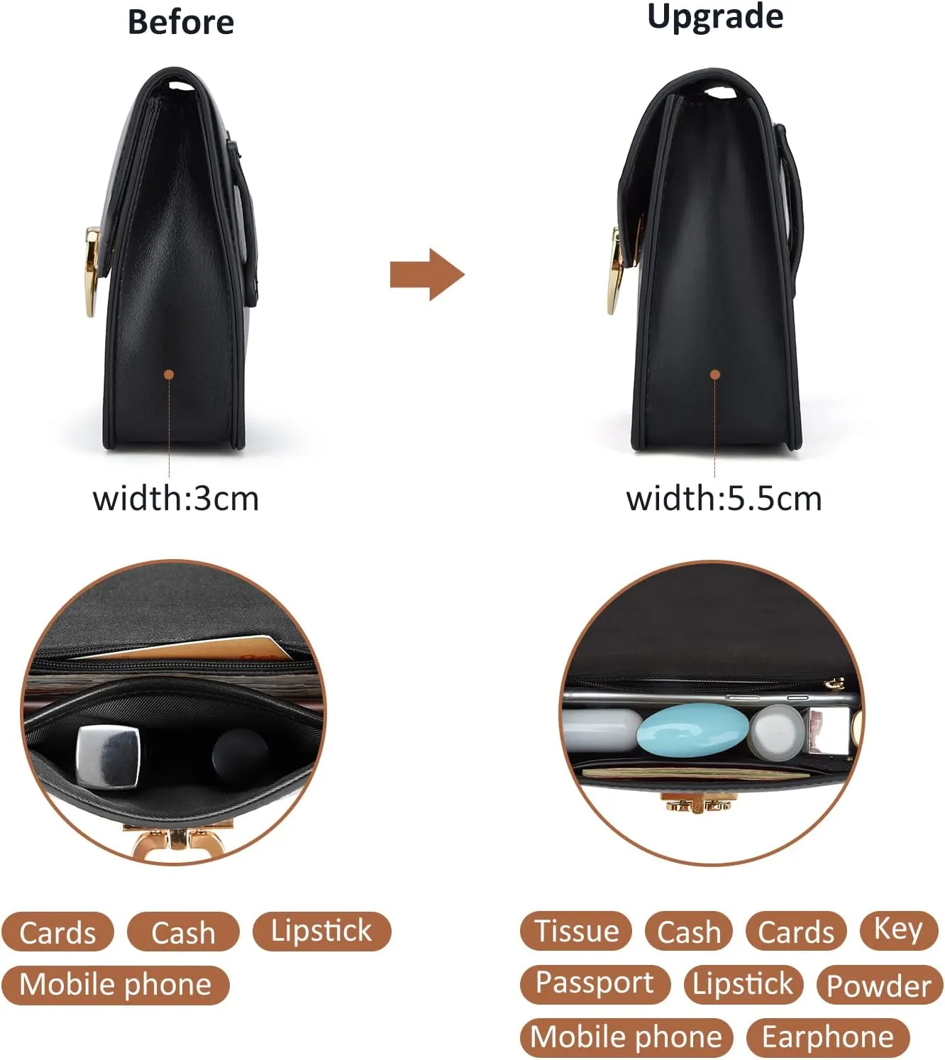 ECOSUSI Fanny Pack for Women PU Leather Belt Bag Waist Bag Fashion Waist Pack Pouch Small Purse for Party, Travel, Hiking