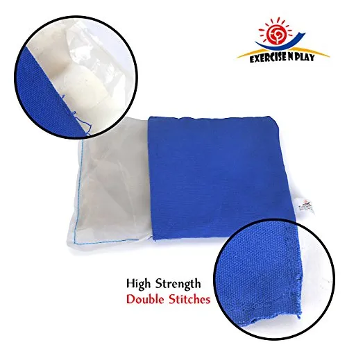 EXERCISE N PLAY Premium Weather Resistant Official Size ACA Regulation Duck Cloth Cornhole Bags(Set of 8) for Cornhole Bean Bags Toss Game,Red & Gray,Includes Shoulder Bag